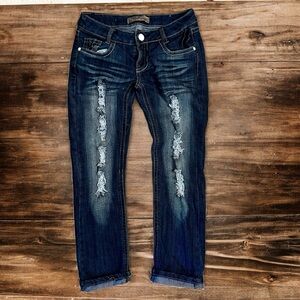 Wallflower Cropped Distressed Cuffed Jeans | Size 3 |